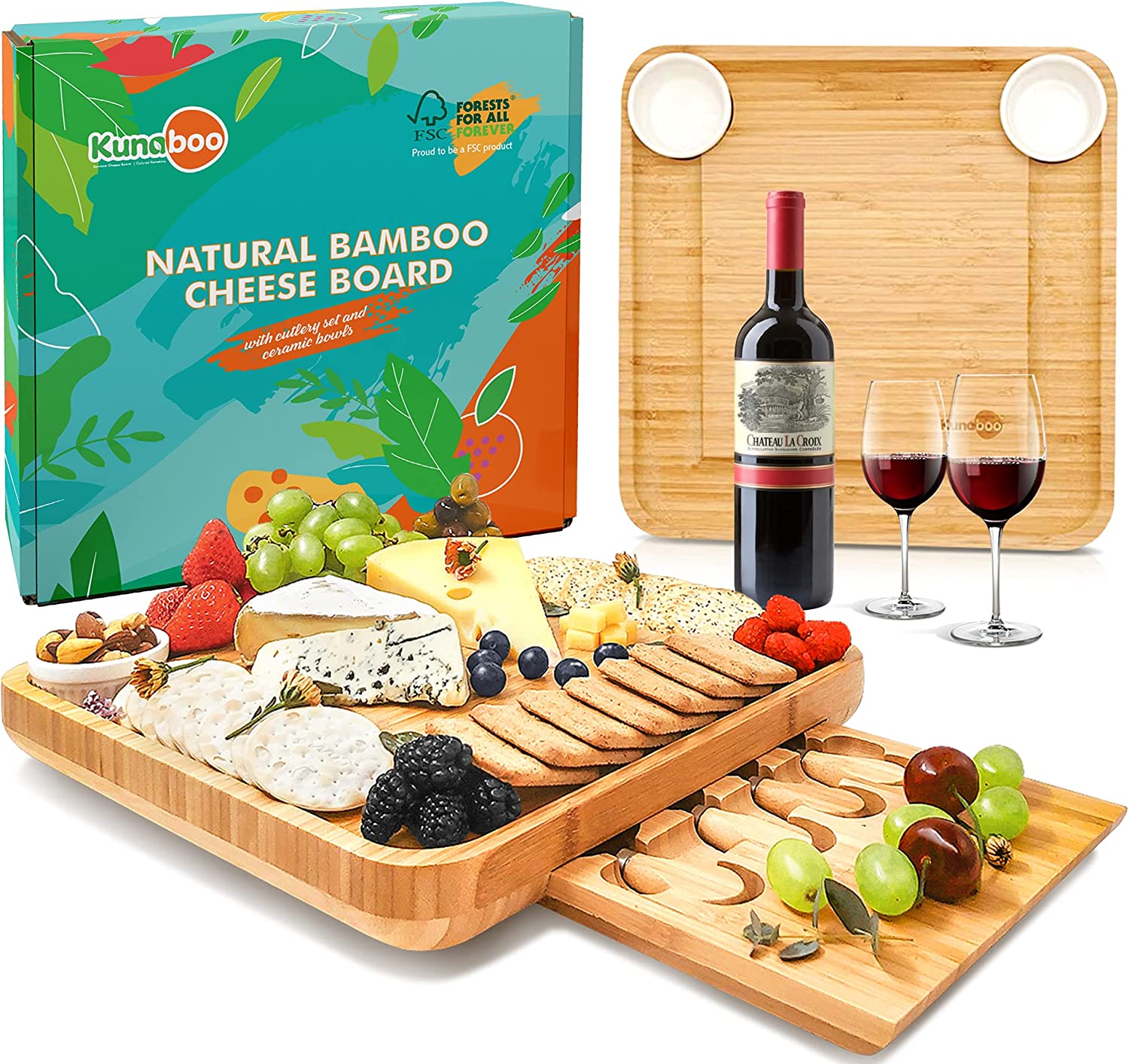 Kunaboo Bamboo Charcuterie Board Set