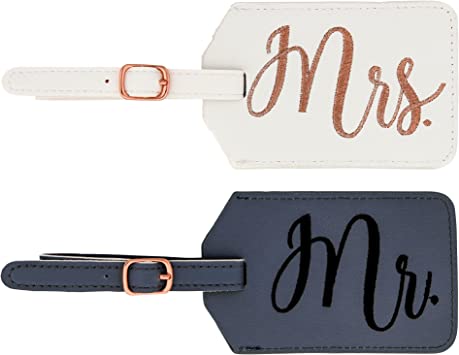 Miamica Mrs. & Mr. Faux Leather Luggage Tags