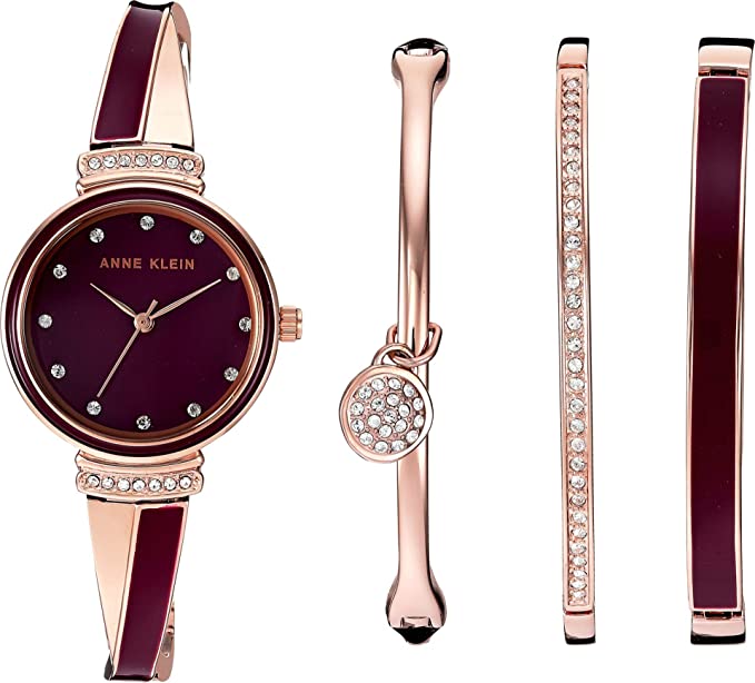 Women's Premium Crystal Accented Bangle Watch Set 