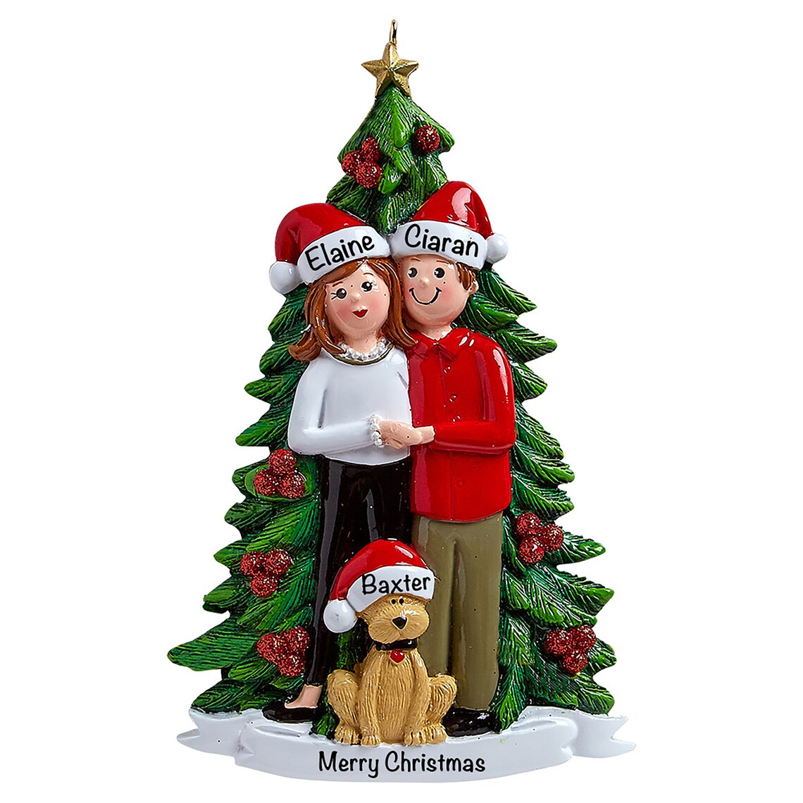 Personalized Couple With Dog Ornament