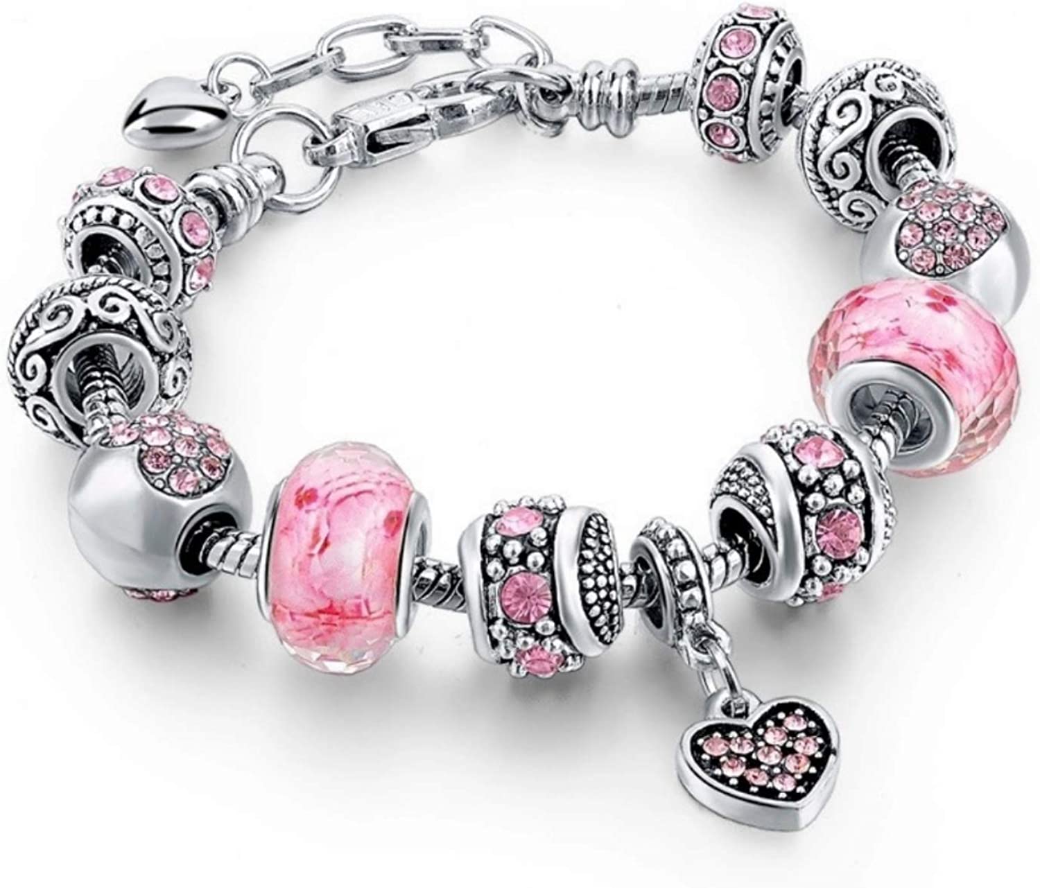 Capital Charms Pink Hearts Bracelet