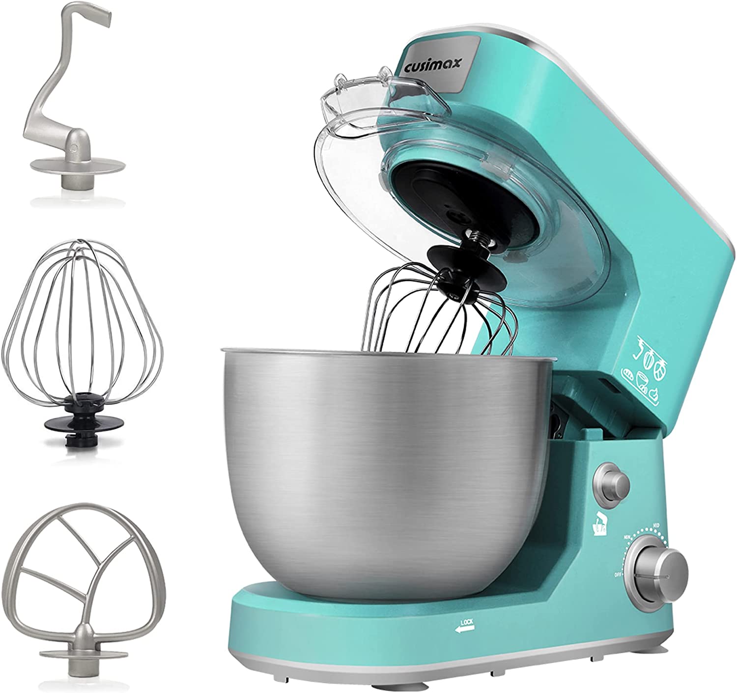 CUSIMAX Stand Mixer with 5-QT Stainless Steel Bowl 