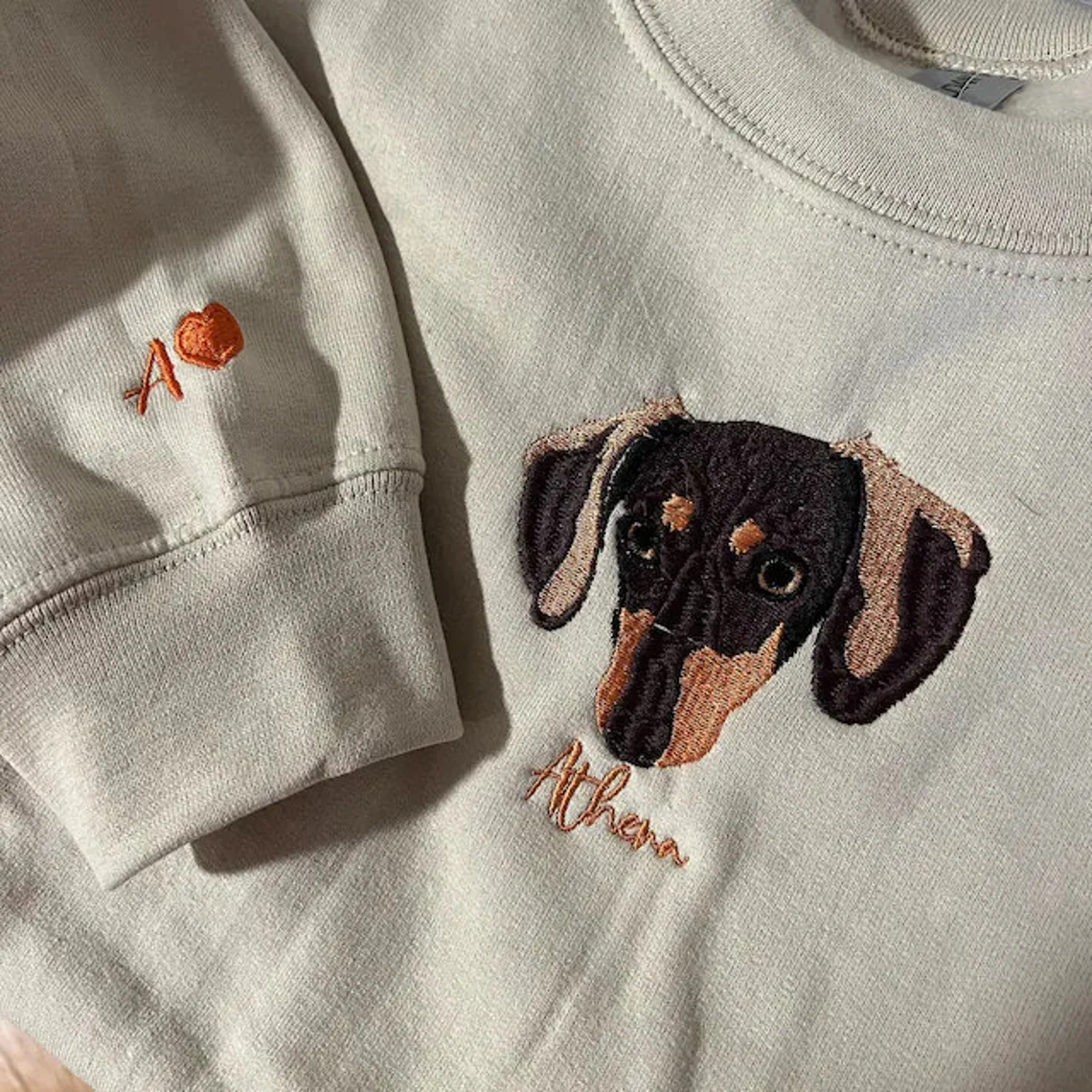 Custom Embroidered Cartoon Pet Sweater 