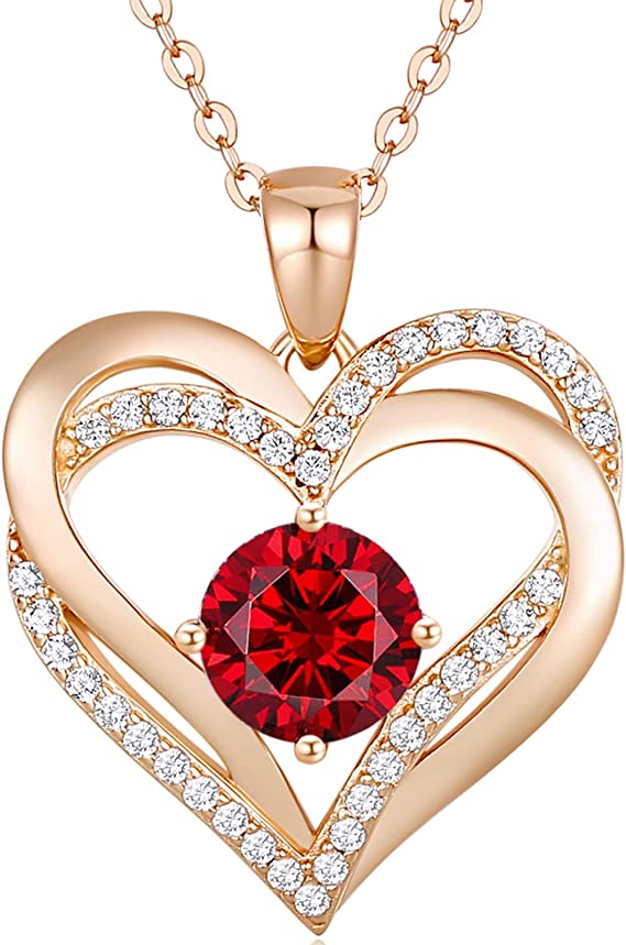 Love Heart Birthstone Necklace 