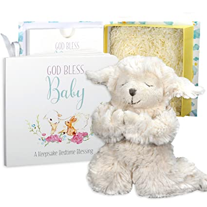 Musical Lamb and Prayer Book for baby girl shower 