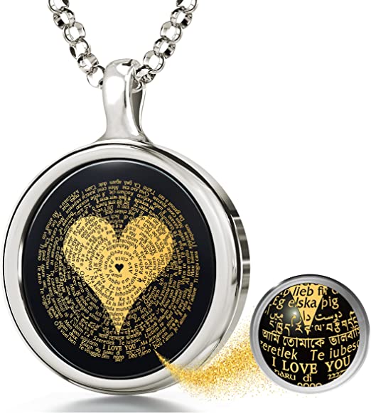 Necklace Inscribed with Romantic Words in 120 Different Languages