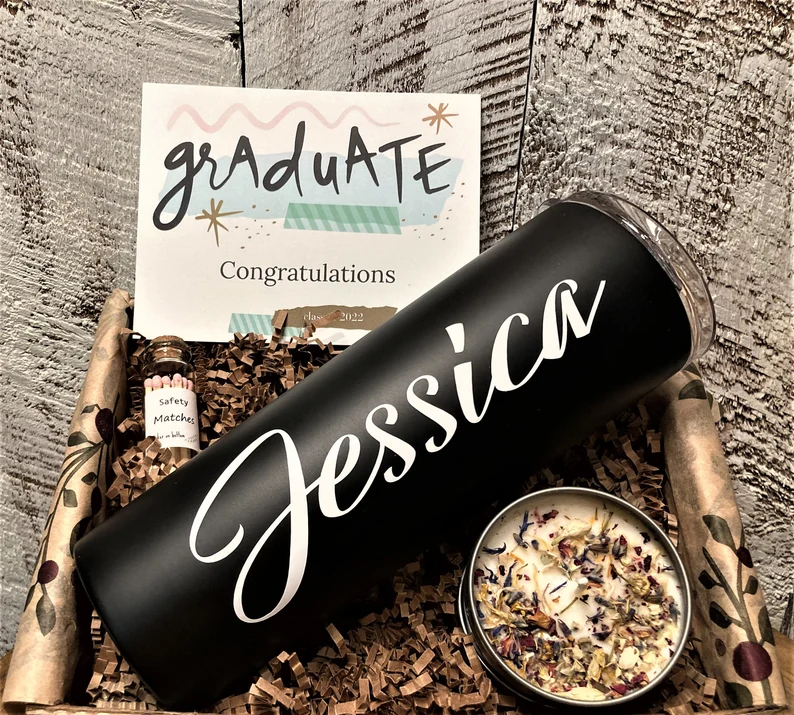 Personalized Tumbler Graduate Off To College Gift Set
