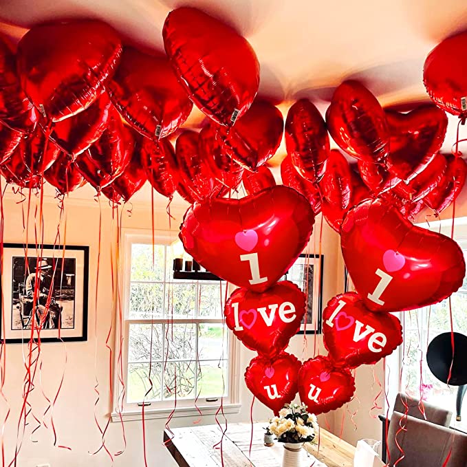 Red Heart Balloons Set