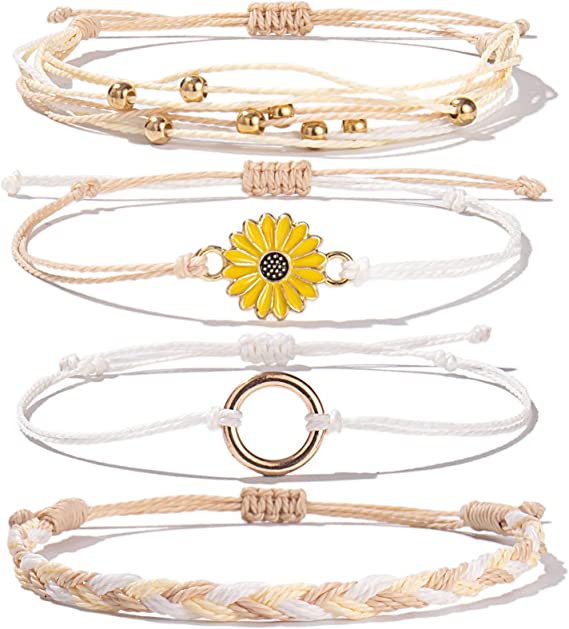 Sunflower String Bracelet Handmade 