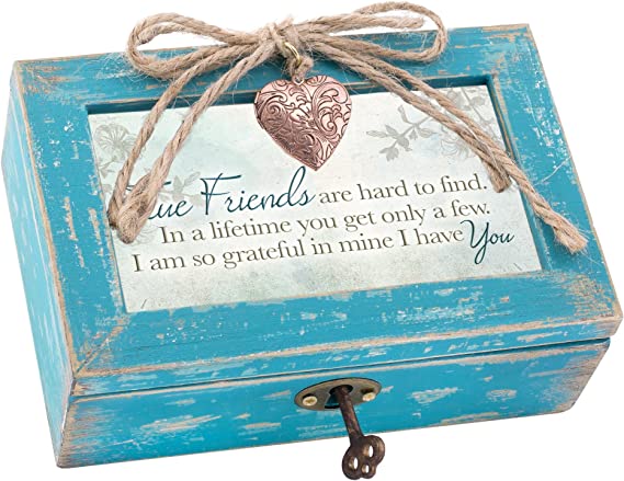 True Friends Grateful Petite Locket Distressed Teal Music Box 