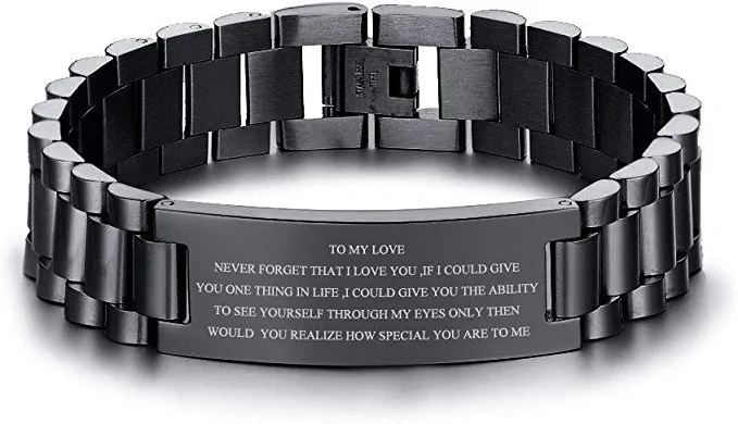 VNOX Engrave Love Quote Link Bracelet for Men