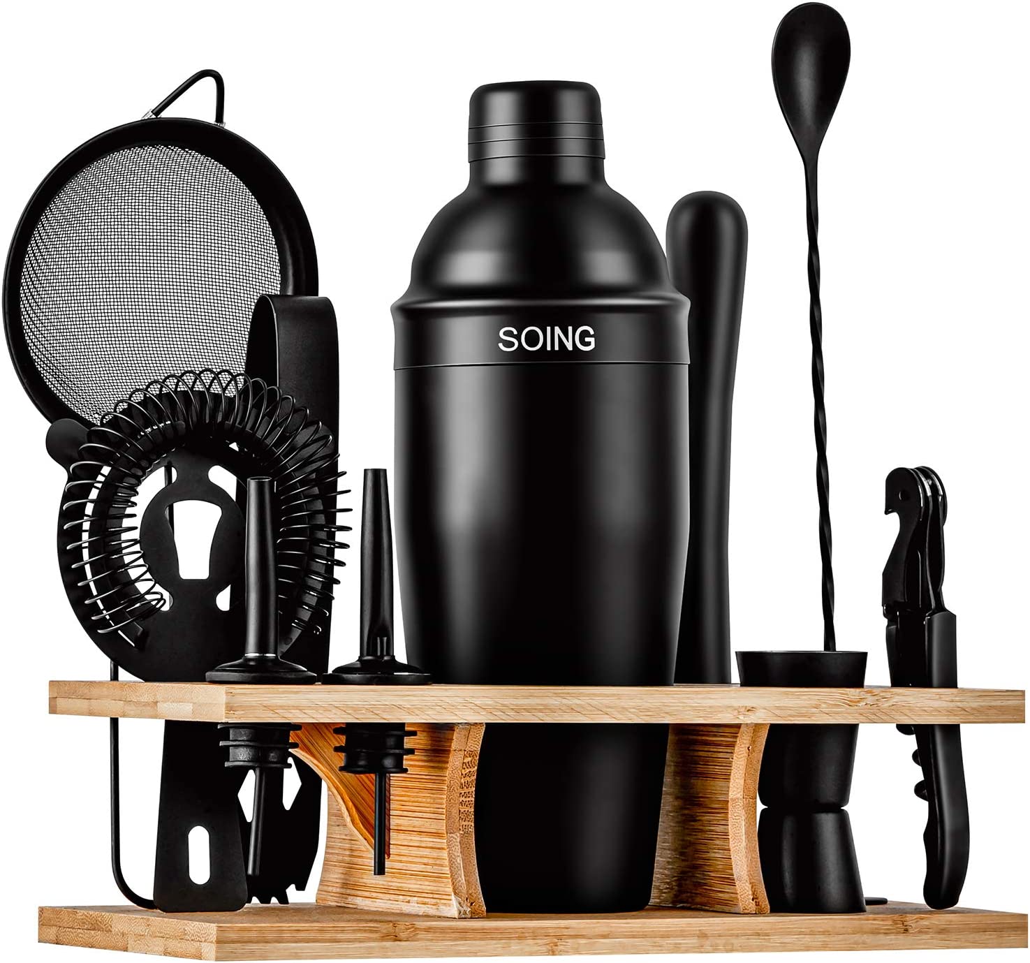 soing 11-piece black bartender kit