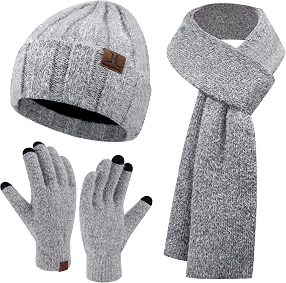 beanie hat gloves and long scarf set