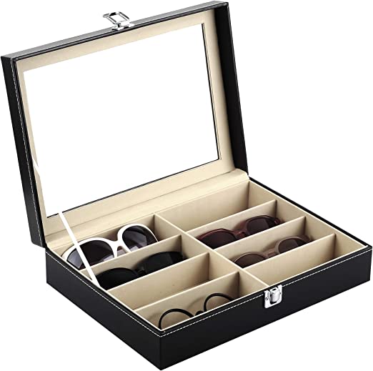  40th Birthday Gift 16 Slot Sunglass Organizer Leather Eyeglasses Collector Eyewear Display Case Storage Box