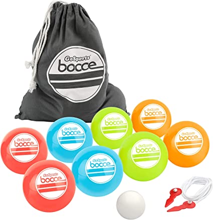 Backyard Bocce Sets with 8 Balls, Pallino, Case and Measuring Rope