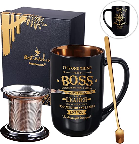 Boss Large Porcelain Coffee Tea Mug with Infuser