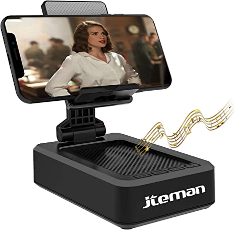 Cell Phone Stand with Wireless Bluetooth Speaker and Anti-Slip Base