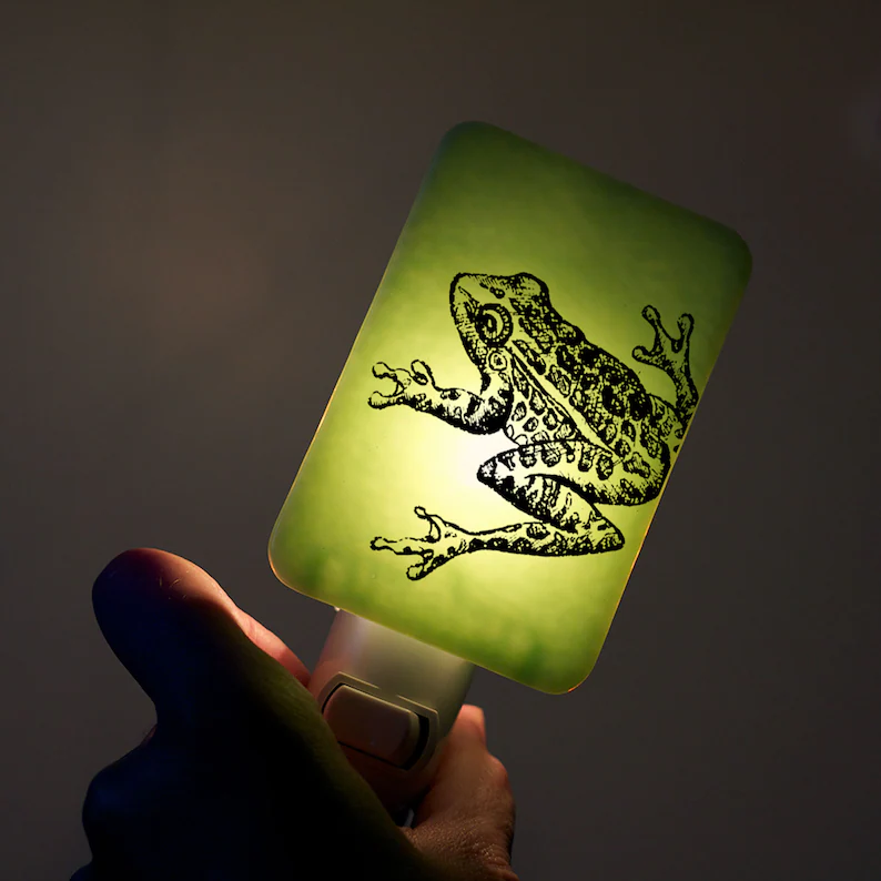 Frog Nightlight on Mint Green Fused Glass NightLight
