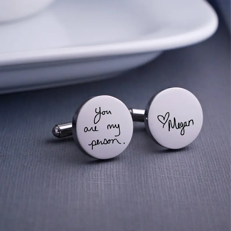 Gift for Him Personalized Cuff Links, Handwriting CuffLinks
