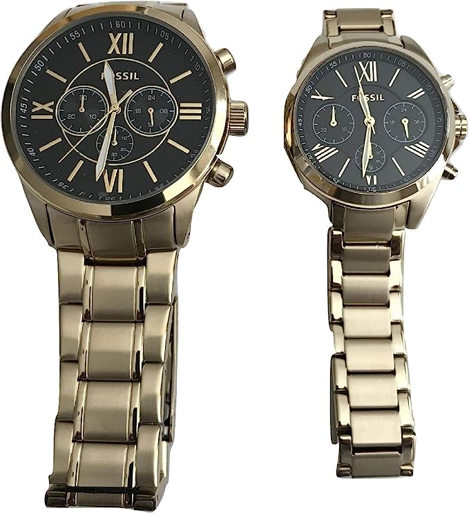 His and Her Chronograph Gold-Tone Stainless Steel Watch Gift Set