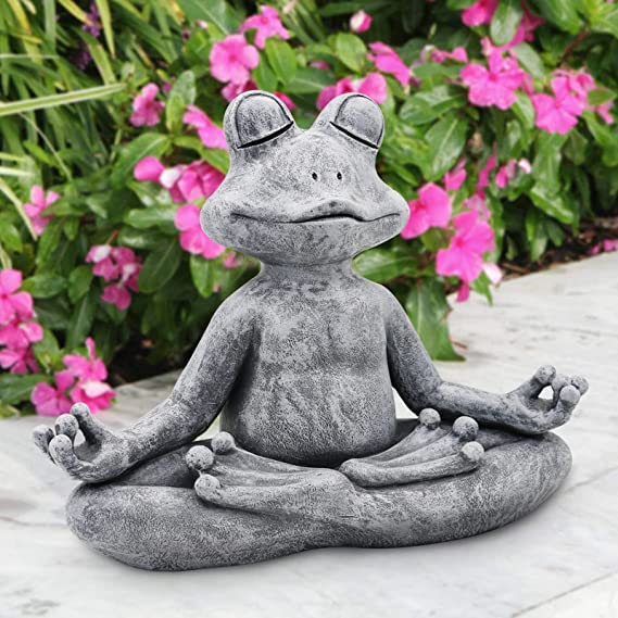 Goodeco 12.5" L×10" H Meditating Yoga Frog Statue