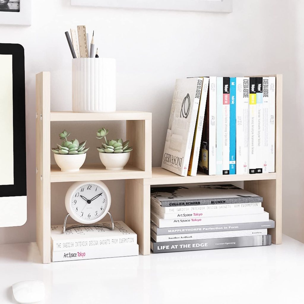 Office Storage Rack Adjustable Wood Display Shelf