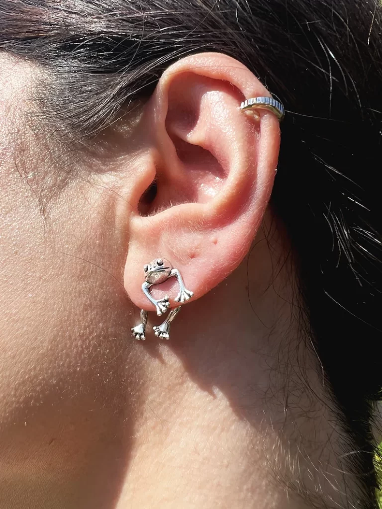 Pair of 2 Piece Frog Dangle Post Earrings