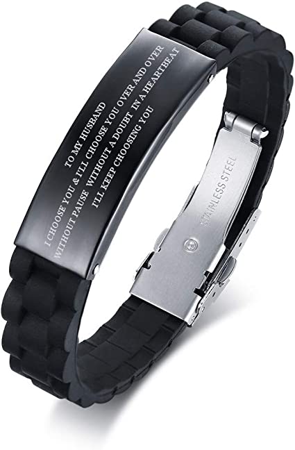 Personalized Handsome Black Silicone Bracelet
