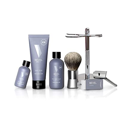 Shaving Kit for Men with Shaving Brush & Safety Razor Stand by Bevel
