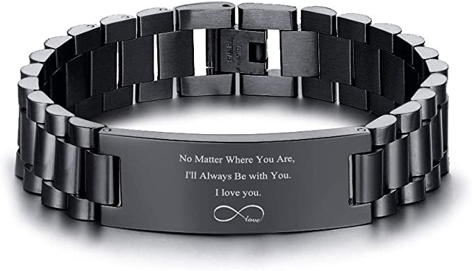 VNOX Engrave Love Quote Link Bracelet for Men
