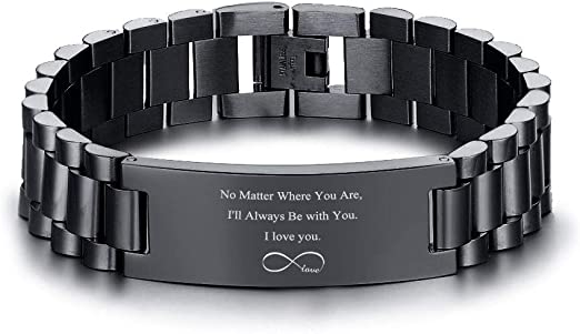 VNOX Engrave Love Quote Link Bracelet for Men
