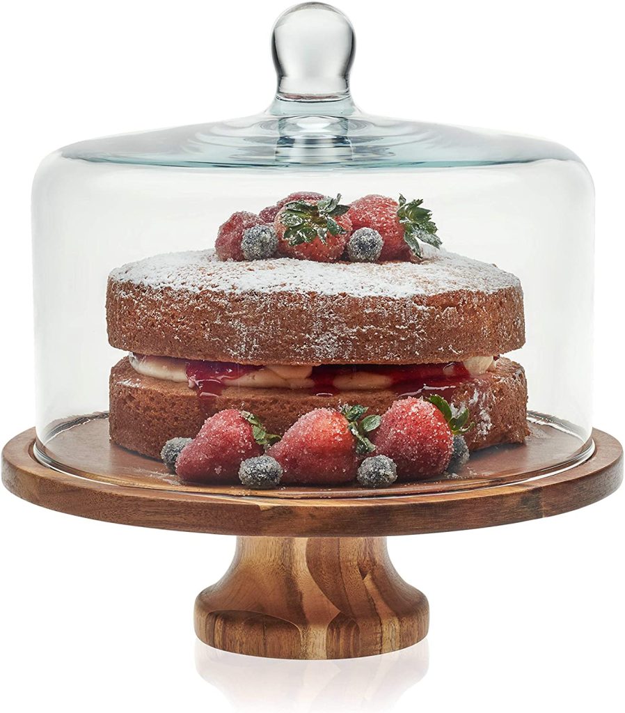Footed Round Wood Server Cake Stand