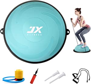 58cm Balance Half Ball Trainer, Stability Exercise Yoga Half Ball with Resistance Bands & Pump
