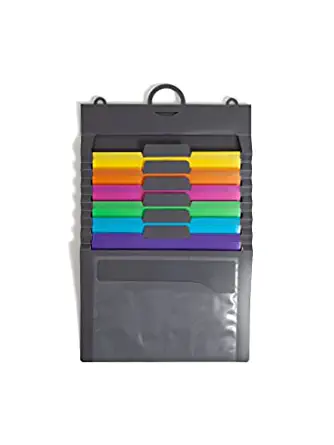 6 Removable Folder Pockets, Letter Size, Gray/Bright Pockets