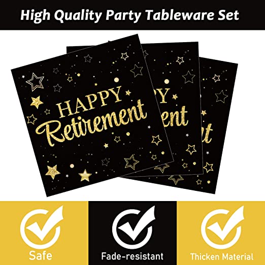 96 Pcs Retirement Party Plates Napkins Tableware Set