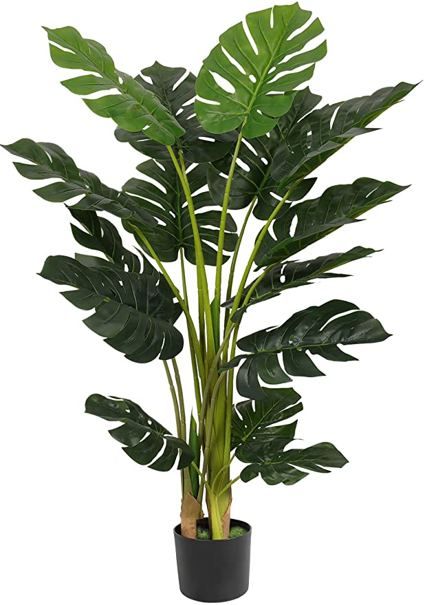 Artificial Monstera Deliciosa Plant 4ft Tall 15 Decorative Split Leaves Plant