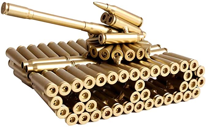 Bullet Shell Casing Shaped Army Tank Metal Sculpture