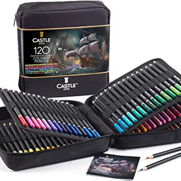 Castle Art Supplies 120 Colored Pencils Zipper-Case Set
