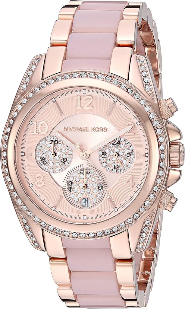 Chronograph Stainless Steel Watch with Glitz Accents
