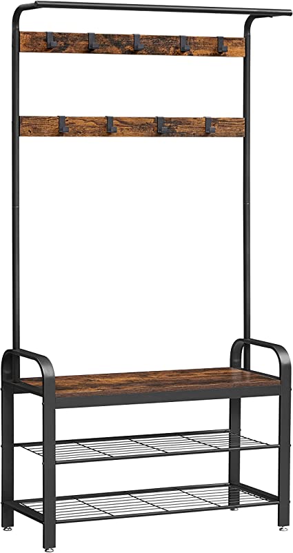 Hall Tree with Shoe Bench for Entryway