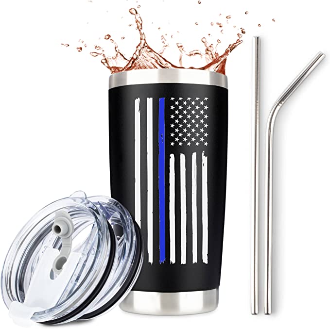 JENVIO Thin Blue Line Police Tumbler