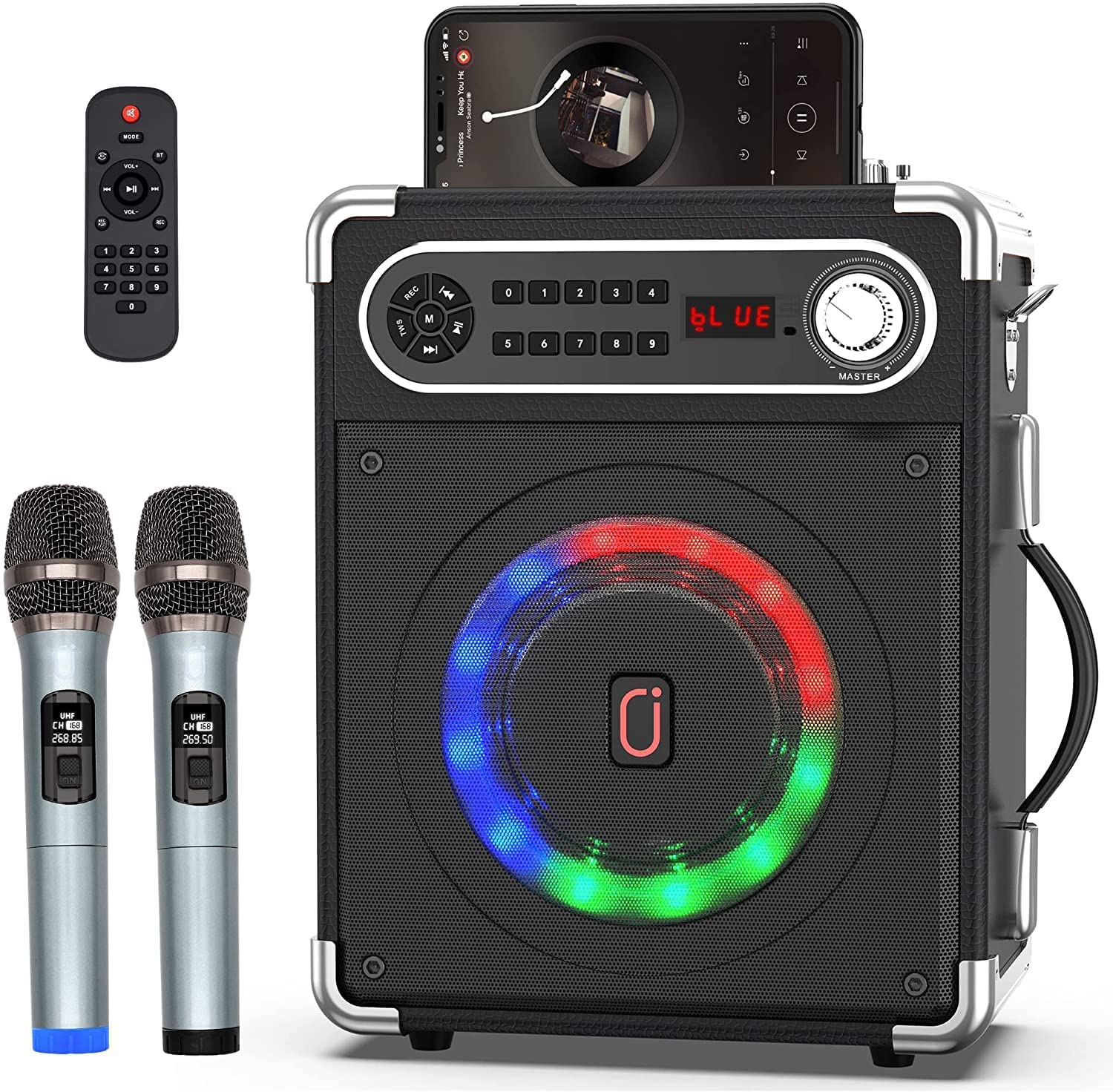 JYX Karaoke Machine with Two Wireless Microphones Thank you Gifts for family