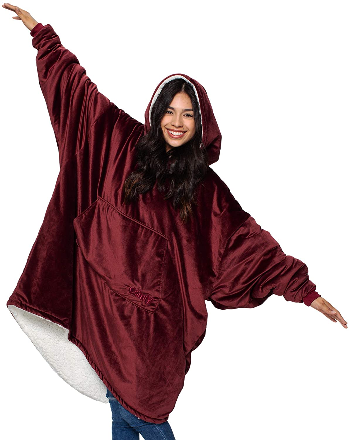 Oversized Microfiber & Sherpa Wearable Blanket