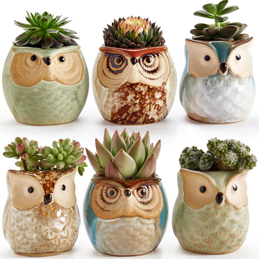 Owl Pot Ceramic Flowing Glaze Base Serial Set Thank you Gifts for family