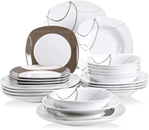 Plates and Bowls Sets for 6, Square Dinnerware Set
