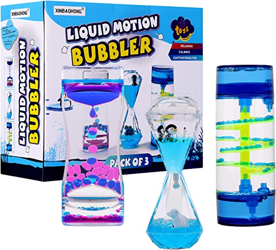 Sensory Liquid Motion Timer Bubbler Toy 3 Pcs.