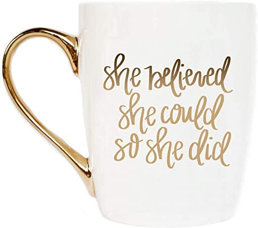 Sweet Water Decor Cute Coffee Mugs with Golden Handle
