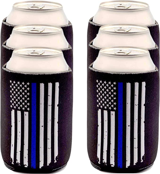 Thin Blue Line Beverage Can Cooler Sleeves