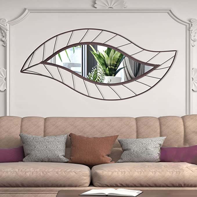 Wall Mirror Mounted Decorative Mirror Leaf Stylish Decor