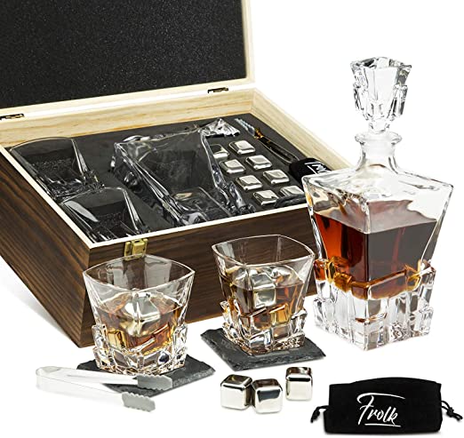 Whiskey Decanter and Stones Gift Set for Men 
